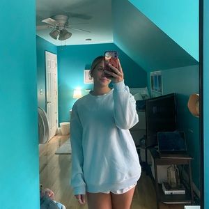 H&M Blue Cotton Crewneck Pullover Sweatshirt